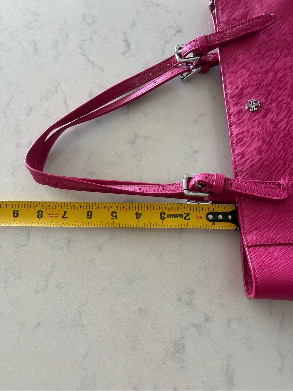 Tory Burch Magenta Leather Tote with Double Straps - Picture 14 of 16